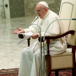 Pope Francis at his general audience at the Vatican