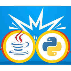 Java (left) and Python logos. 