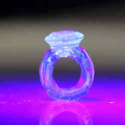 A ring constructed by a three-dimensional printer from a class of materials known as thiol-ene resins.