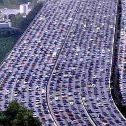 A traffic jam in Los Angeles.