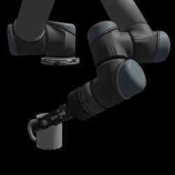 A robot arm manipulates a coffee mug.