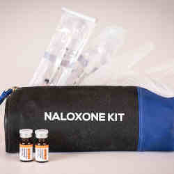A naloxone kit, used to treat opioid overdoses. 