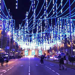 A Christmas lighting display in Madrid, Spain. 