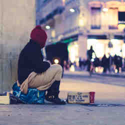 A homeless person. 