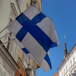 Finnish flags on building