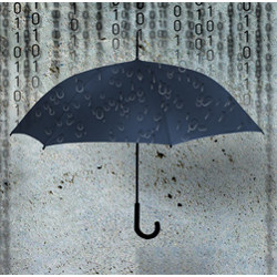 binary data as rain and umbrella, illustration