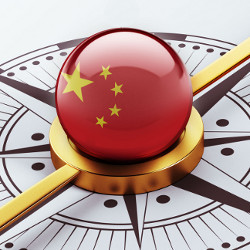 red ball with flag of China stars on dial chart