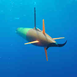 An Autonomous Underwater Vehicle (UAV), or submarine drone.