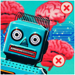 robot and brains, illustration