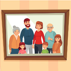 framed family photo, illustration