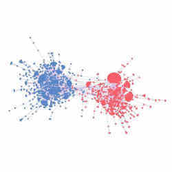 The structure of a polarized discussion on Twitter or Facebook.