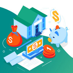 home, piggy bank, money bag, illustration