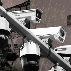 Closed-circuit surveillance cameras.