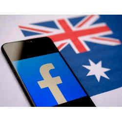 A Facebook logo on a smartphone, with Australia's flag.