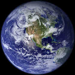 Earth's western hemisphere, as seen from space. 