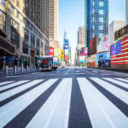 New York's Times Square, empty in April 2020. 