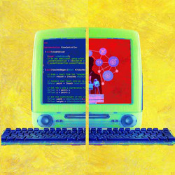 split computer screen, illustration