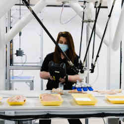 A worker at the Tyson Manufacturing and Automation Center in Springdale, AK.