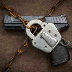 A locked-up handgun.