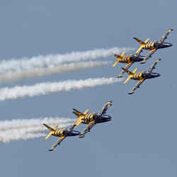 F-16 aircraft in flight.