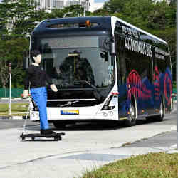 A safety test of an autonomous bus.