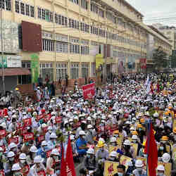 An anti-government protest in Myanmar.