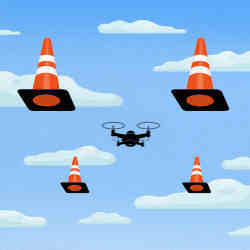 Illustration of the concept of a safety zone for autonomous drones. 