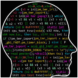 code inside human head, illustration