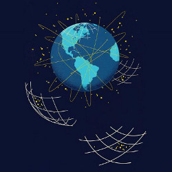 globe and data nets, illustration