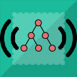 flow-chart image and sound waves, illustration