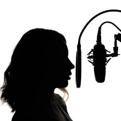 female at microphone