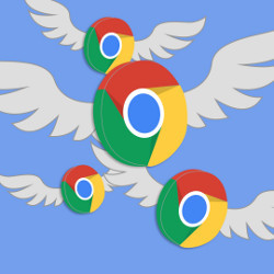 Google logos with white wings