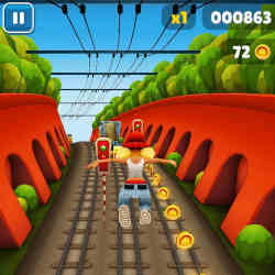 An image from Subway Surfers, a popular animated game from Denmark.