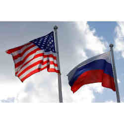 The U.S. and Russian flags.