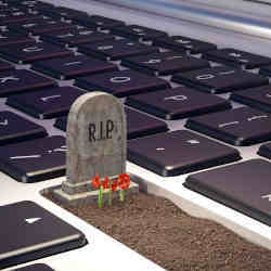 A digital grave on a keyboard. 