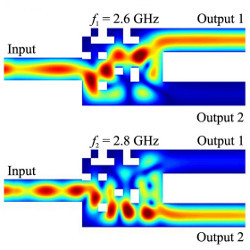 inverse-design magnomic demultiplexer, illustration