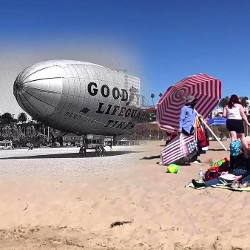 ReplayAR image of Goodyear blimp on LA beach