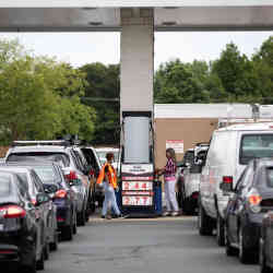 Cars lined up for gasoline in Charlotte, NC, earlier this week.