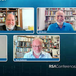 Ron Rivest (top left), Adi Shamir (top right), and Ross Anderson were among the participants in The Cryptographers' Panel at RSA Conference 2021.