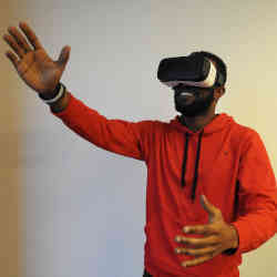 A man using virtual reality technology.