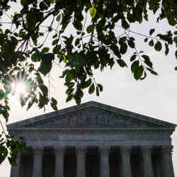 Sunrise over the Supreme Court building.