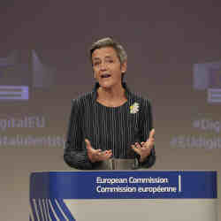 European Commissioner for Europe fit for the Digital Age Margrethe Vestager, speaking during a media conference at EU headquarters this week.