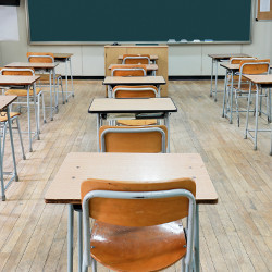 empty desks in classroom