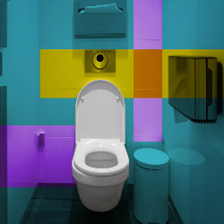 restroom toilet, colors added to image