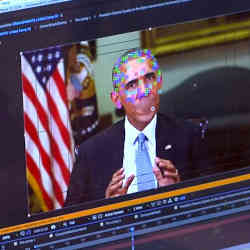 Examining a deepfake image of former U.S. president Barack Obama. 