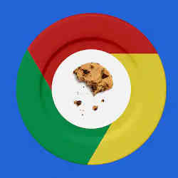 The Chrome logo with a partially eaten cookie in the middle. 