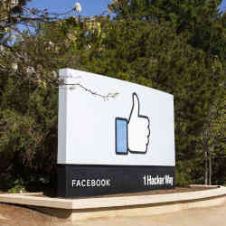 The sign in front of Facebook headquarters. 