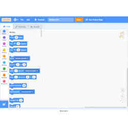 A screen for programming in Scratch.