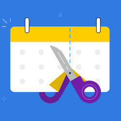 scissors cutting calendar, illustration