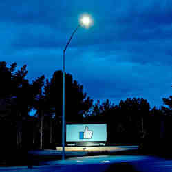 A sign outside Facebook headquarters in Menlo Park, CA.